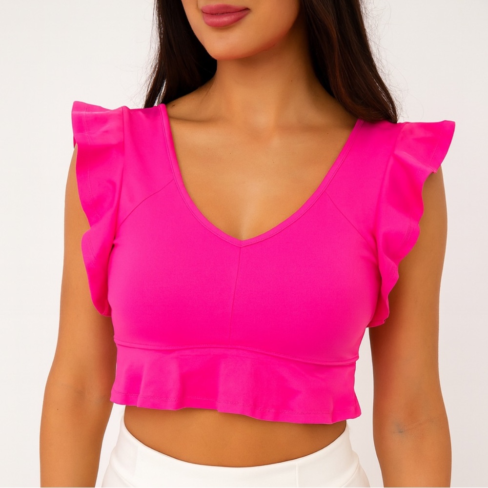 NWT Free People Movement Virgo Performance Yoga Crop Top in Tropical Pink *RARE*
